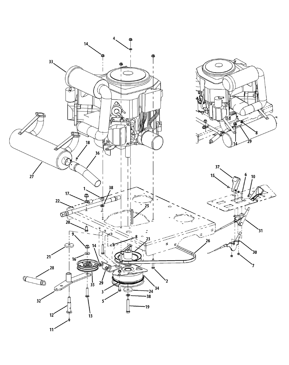 Kohler Engine Accessories 27hp Diagram and Parts List for M60-KH (53CH8CT6050-27HP)(2011) Cub Cadet Lawn Tractor
